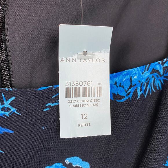 Ann Taylor Blue Floral Toile Square Neck Shift Dress Sz.12P NWT - Picture 7 of 15